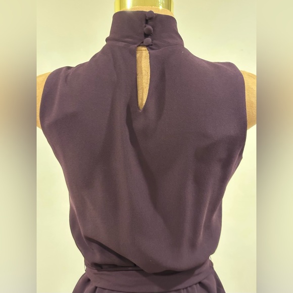 Sara Campbell Purple Plum Sheer Dress Tie In Front Turtleneck Zip On Side  Sz 6. - Picture 8 of 17